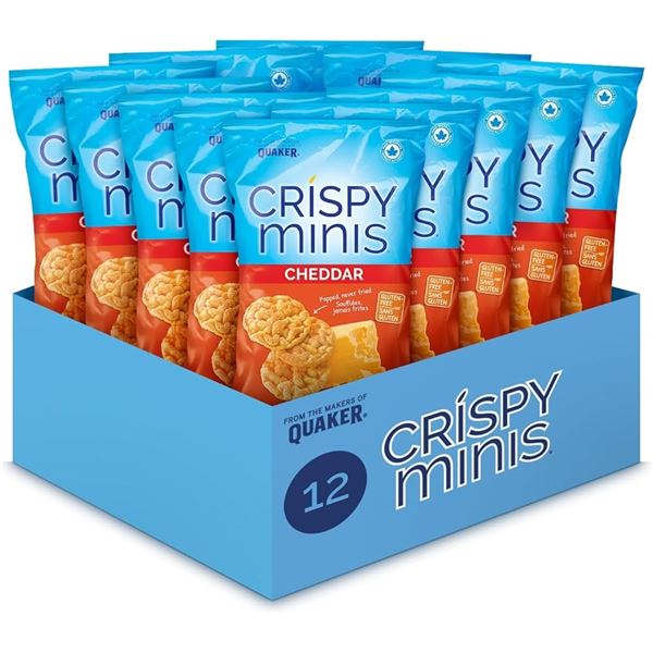 NEW 12 X 100G CRISPY MINIS BROWN RICE CHIPS CHEDDA