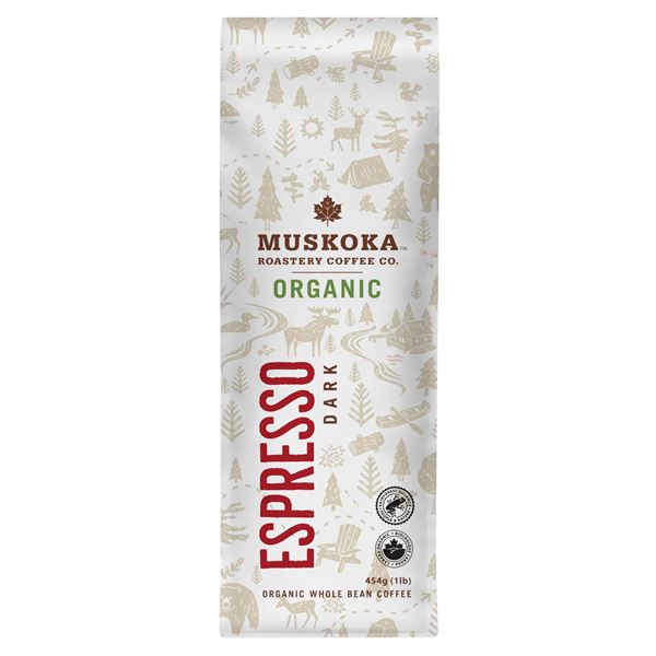 NEW 454G MUSKOKA ORGANIC ESPRESSO DARK COFFEE