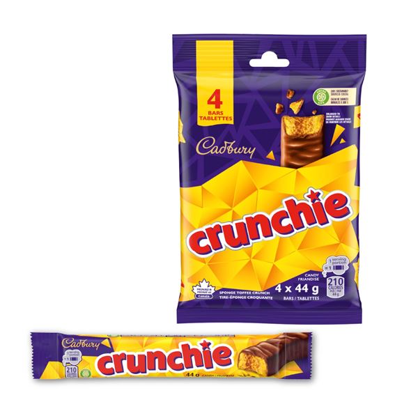 NEW 4 X 44G CADBURY CRUNCHIE TOFFEE