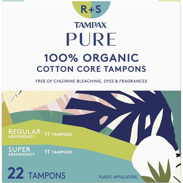 NEW 22 TAMPONS TAMPAX PURE COTTON