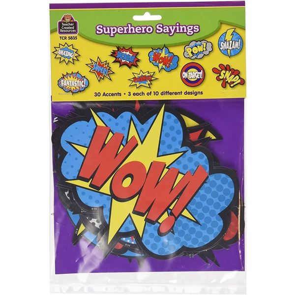 NEW 30 ACCENTS SUPERHERO SAYINGS