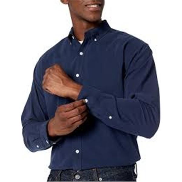 NEW AMAZON ESSENTIALS LARGE BLUE DRESS SHIRT