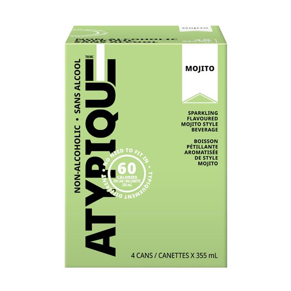 NEW 4 X 355ML NON-ALCOHOLIC ATYPIQUE MOJITO