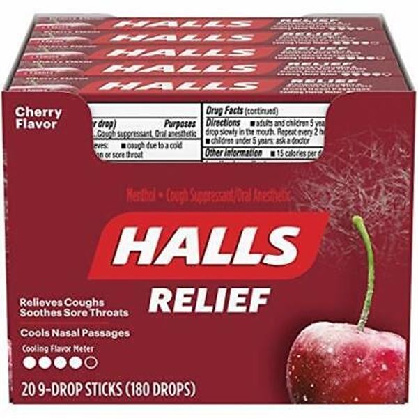 NEW 20 X 9 HALLS CHERRY FLAVOUR