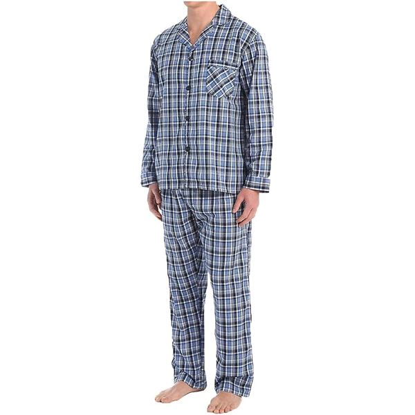 NEW HANES LARGE SLEEPWEAR BLUE PLAID SET