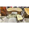 Image 2 : ANTIQUE GLASS TOP 5 DRAWER DESK WITH NEEDLEPOINT CHAIR