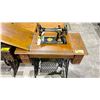 Image 2 : SINGER TREADLE SEWING MACHINE WITH SPHINX DESIGN ON SINGER SEWING TABLE