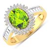 14KT Yellow Gold 1.6ctw Peridot and Diamond Ring