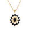 Plated 18KT Yellow Gold 2.60ctw Black Sapphire and Diamond Pendant with Chain
