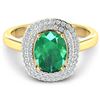 14KT Yellow Gold 1.53ct Zambian Emerald and Diamond Ring