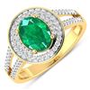 14KT Yellow Gold 1ctw Zambian Emerald and Diamond Ring