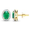 Image 4 : 14KT Yellow Gold 1.12ctw Zambian Emerald and Diamond Earrings