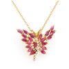 Plated 18KT Yellow Gold 4.05ctw Ruby and Diamond Pendant with Chain