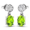 Image 2 : 14KT White Gold 1.26ctw Peridot Topaz and Diamond Earrings