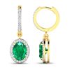 Image 4 : 14KT Yellow Gold 2ctw Zambian Emerald and Diamond Earrings