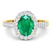 Image 3 : 14KT Yellow Gold 1.53ctw Zambian Emerald and Diamond Ring
