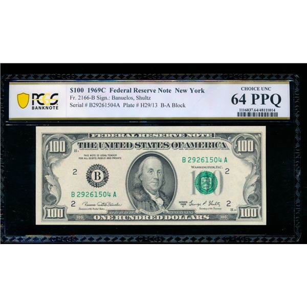 1969C $100 New York FRN PCGS 64PPQ