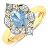14KT Yellow Gold 0.96ctw Aquamarine and Diamond Ring