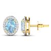 Image 4 : 14KT Yellow Gold 1.02ctw Aquamarine and Diamond Earrings