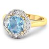 Image 2 : 14KT Yellow Gold 1.48ctw Aquamarine and Diamond Ring