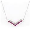 Plated Rhodium 0.73ctw Ruby and Diamond Pendant with Chain