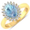 Image 3 : 14KT Yellow Gold 0.96ct Aquamarine and Diamond Ring