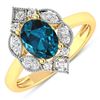 14KT Yellow Gold 1.1ctw London Blue Topaz and Diamond Ring