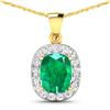 14KT Yellow Gold 2.5ctw Zambian Emerald and Diamond Pendant