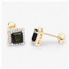 Image 3 : 14KT Yellow Gold 1.55ctw Green Tourmaline and White Diamond Earrings