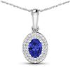 14KT White Gold 0.62ctw Tanzanite and Diamond Pendant