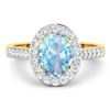 Image 3 : 14KT Yellow Gold 1.28ctw Aquamarine and Diamond Ring