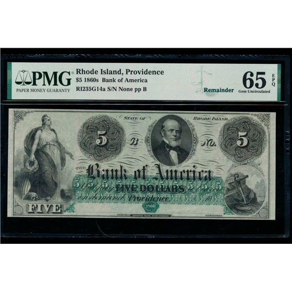 1860's $5 Providence RI Obsolete PMG 65EPQ