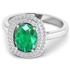 Image 2 : 14KT White Gold 1.53ct Zambian Emerald and Diamond Ring