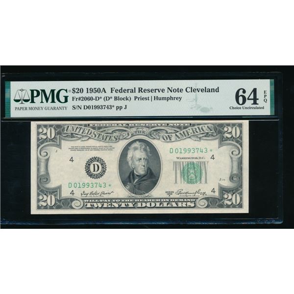 1950A $20 STAR Cleveland FRN PMG 64EPQ