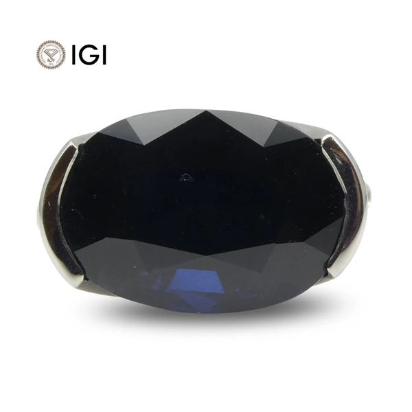 Rare IGI Certified 12.21 Ct Natural Sapphire Ring