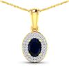 14KT Yellow Gold 0.75ctw Blue Sapphire and Diamond Pendant