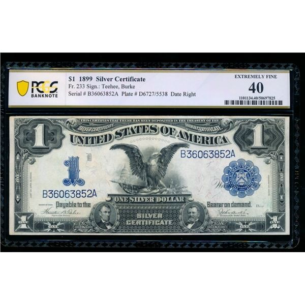 1899 $1 Black Eagle Silver Certificate PCGS 40