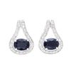 Plated Rhodium and Sterling Silver 3.15ctw Sapphire and Diamond Earrings