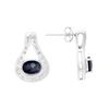 Image 2 : Plated Rhodium and Sterling Silver 3.15ctw Sapphire and Diamond Earrings