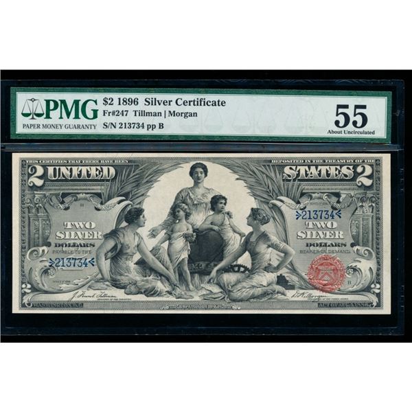 1896 $2 Educational Silver Certificate PMG 55