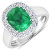 14KT White Gold 2.5ct Zambian Emerald and Diamond Ring
