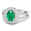 Image 2 : 14KT White Gold 1ctw Zambian Emerald and Diamond Ring