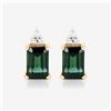 14KT Yellow Gold 1.25ctw Green Tourmaline and White Diamond Earrings