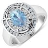 14KT White Gold 0.96ct Aquamarine and Diamond Ring