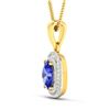Image 3 : 14KT Yellow Gold 1.09ct Tanzanite and Diamond Pendant with Chain