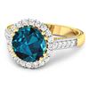 Image 2 : 14KT Yellow Gold 2.9ctw London Blue Topaz and Diamond Ring
