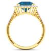 Image 4 : 14KT Yellow Gold 2.9ctw London Blue Topaz and Diamond Ring