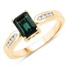 Image 1 : 14KT Yellow Gold 1.19ctw Green Tourmaline and White Diamond Ring