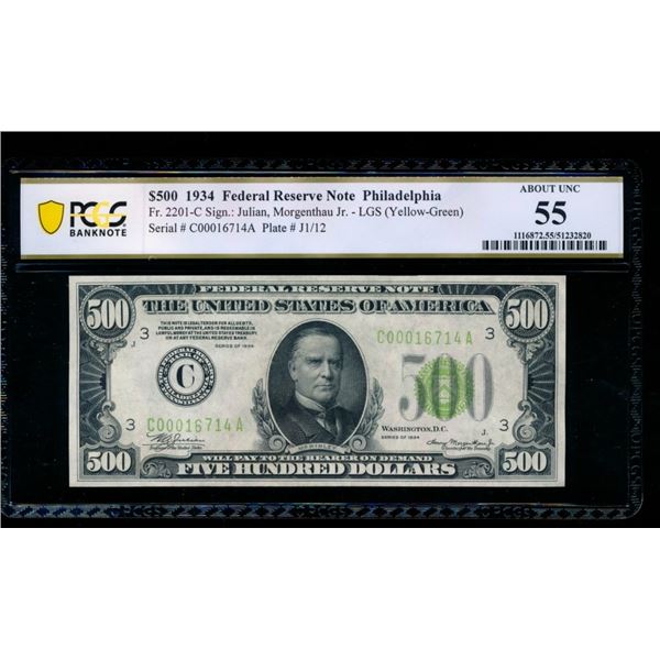 1934 $500 Philadelphia FRN PCGS 55