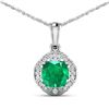 Image 1 : 14KT White Gold 2.07ctw Zambian Emerald and Diamond Pendant